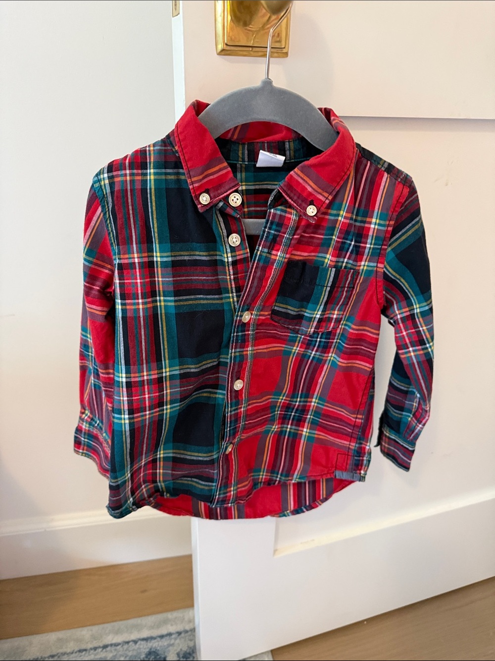 GAP Kids Plaid Button-Down Shirt in Red, Green & Navy